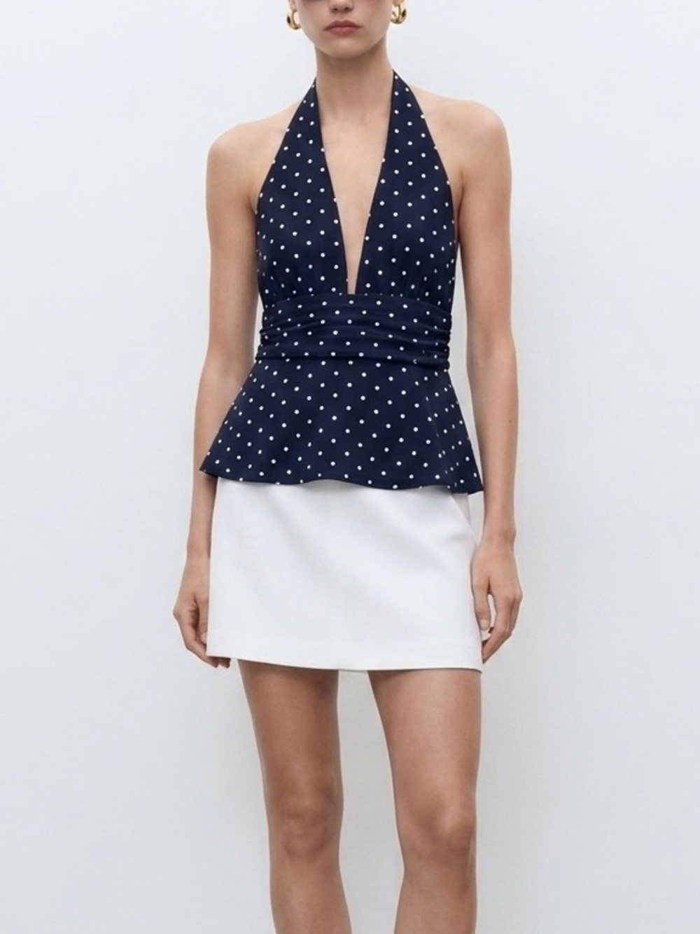 NEW Halter Neck Polka Dot Women's Top - Navy